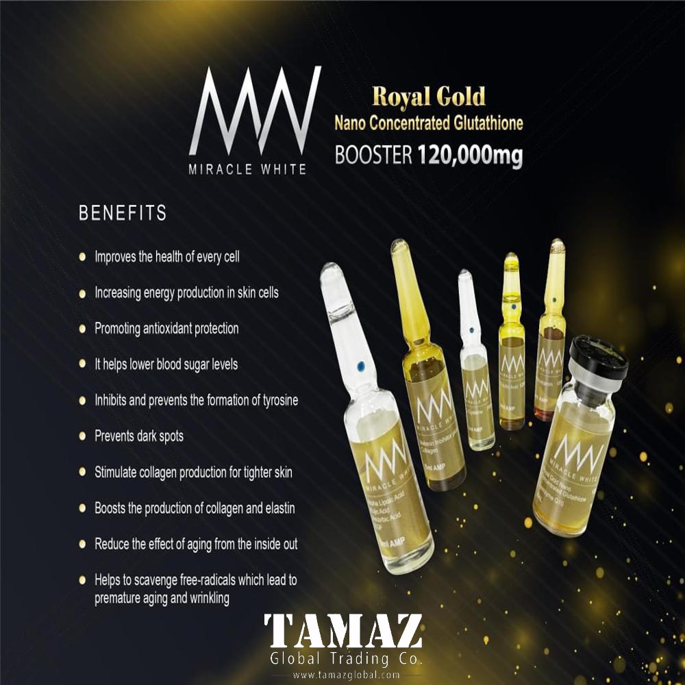 Miracle White  Royal Gold 120000mg Glutathione Booster Injection