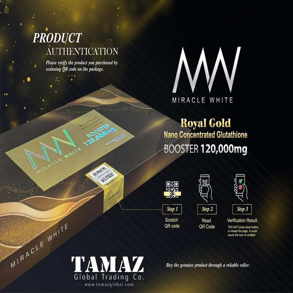 Miracle White  Royal Gold 120000mg Glutathione Booster Injection